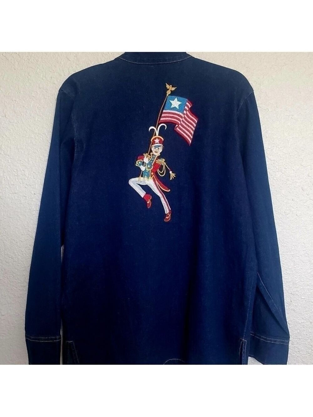 Bob Mackie Jacket Women (M) Marching Band Blue Denim Whimsical Patriotic July 4 - Picture 12 of 16